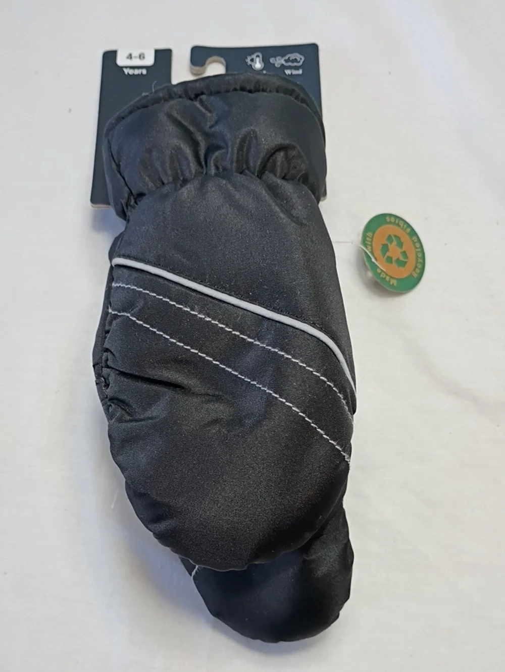 NWT London Fog Black Ski Mittens Boys 4-6 Year Winter